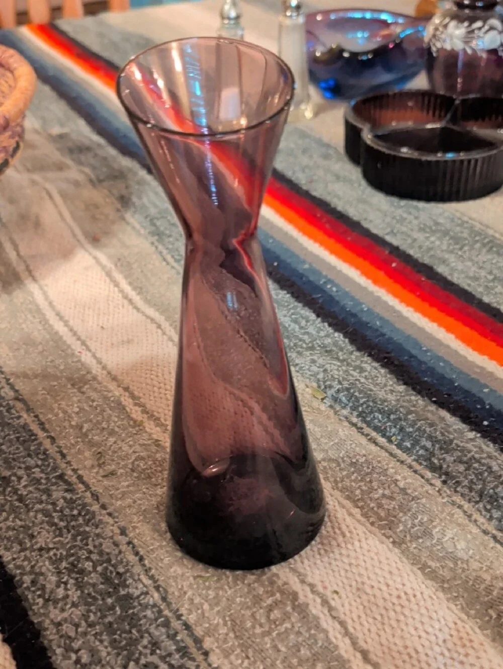 Smoky Purple Twisted Glass Vase - Elegant Home Accent